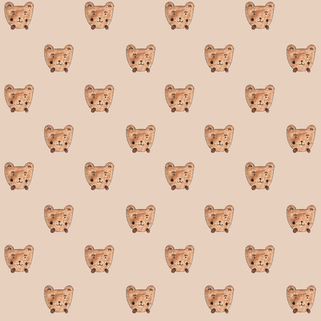 A bear, Seamless Pattern. Watercolor Hand Drawn, a bear Head Seamless Background