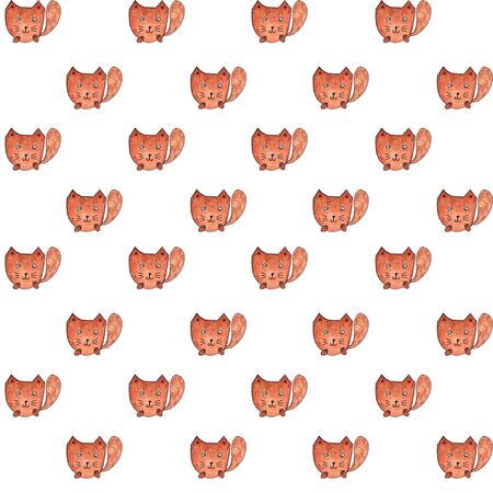 A fox, Seamless Pattern. Watercolor Hand Drawn, a fox Head Seamless Backgroundの写真素材