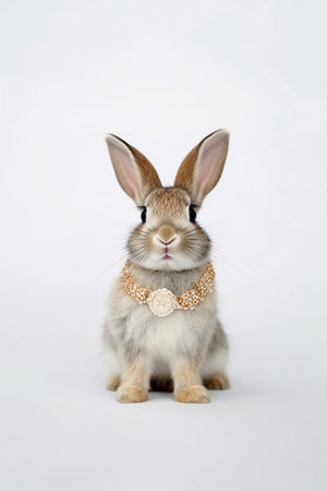 cute rabbit and jewelry, diamonds, necklace. jewelry advertisingの素材