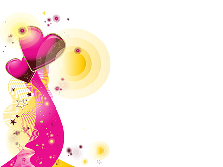 Valentines vector illustrated background with hearts and starsのイラスト素材