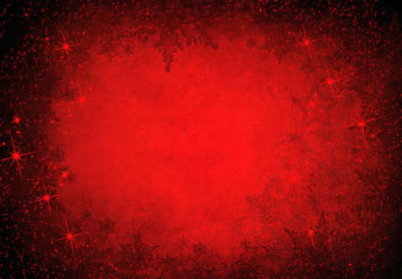 Abstract grunge christmas tree on red background with snowflakesの写真素材