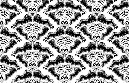 white and black decorative royal seamless floral ornamentのイラスト素材
