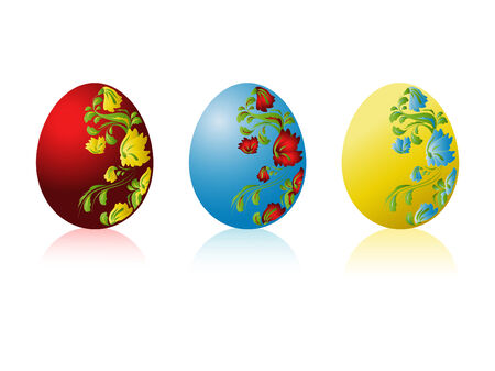 Three  colored Easter eggs with pattern のイラスト素材