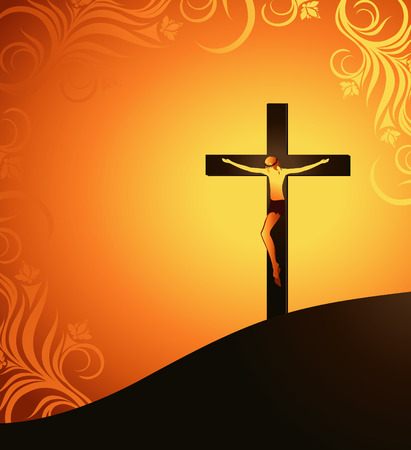 Jesus Christ on a background of the sunのイラスト素材