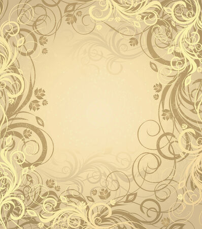 gold and brown floral background with patternのイラスト素材