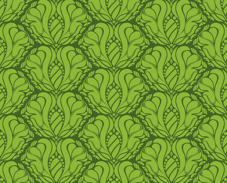 green decorative seamless floral ornamentのイラスト素材