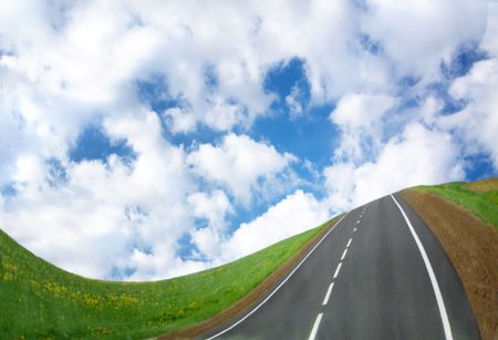 The road to the background of a beautiful sky and natureの写真素材