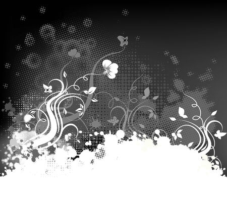 Grunge decorative background with floral designのイラスト素材