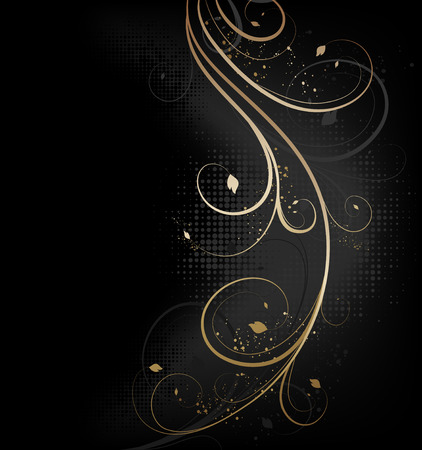 Vector design background with floral golden waveのイラスト素材
