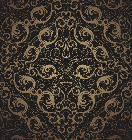 Floral vector black and gold seamless royal beauty ornamentのイラスト素材
