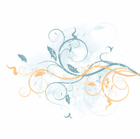 Vector grunge background with floral ornate designのイラスト素材