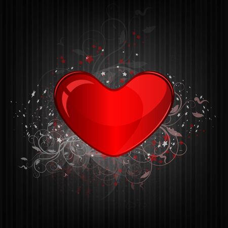 Valentines Background With Heart And Floral Ornate, EPS10, file contains transparency effects and gradient meshのイラスト素材