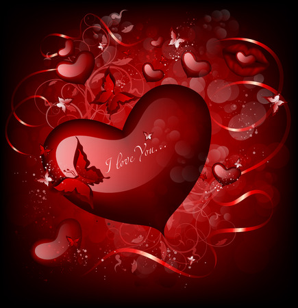 Valentine's Background With Hearts And Butterfliesのイラスト素材