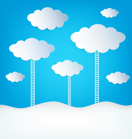 Abstract design Clouds With Ladder On Blue Backgroundのイラスト素材