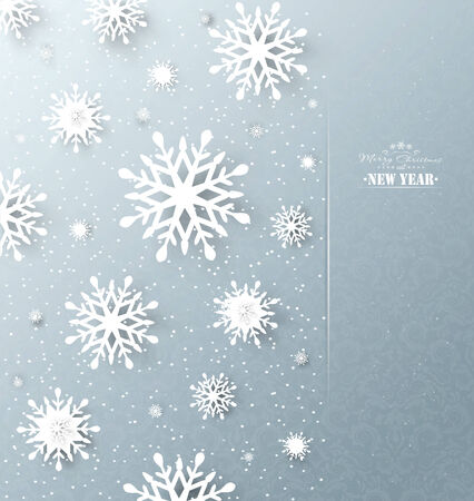 Christmas Design Holiday Background With Snowflakes And Title Inscriptionのイラスト素材
