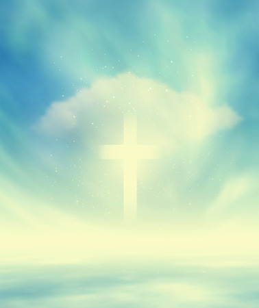 Skyscape And Christian Glowing Crossのイラスト素材