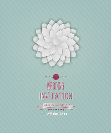 Wedding Invitation With Flower, Heart And Title Inscriptionのイラスト素材