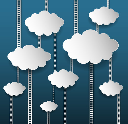 Abstract Internet Marketing Background With Clouds And Stairsのイラスト素材