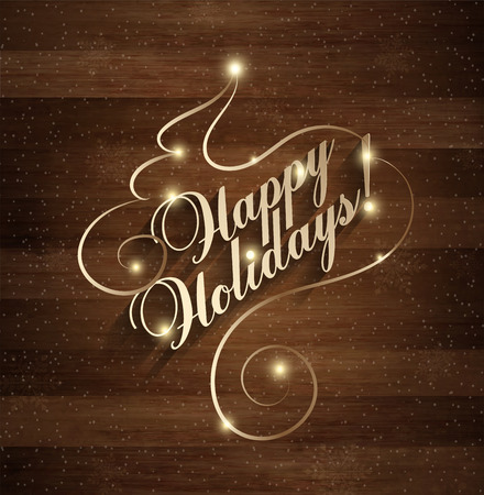 Winter Holiday Christmas And New Year Wooden Background With Title Inscription And Snowの写真素材
