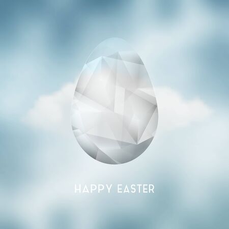 Easter Abstract Crystal Egg And Cloud On The Skyのイラスト素材