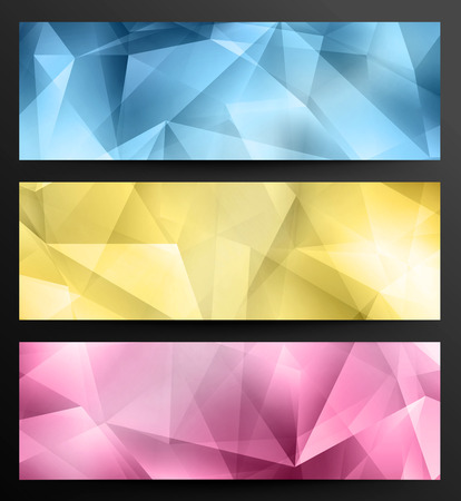 Set Of Crystal Abstract Geometric Web Bannersのイラスト素材