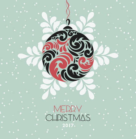 Christmas Holiday Winter Background With Ball, Snow And Textのイラスト素材