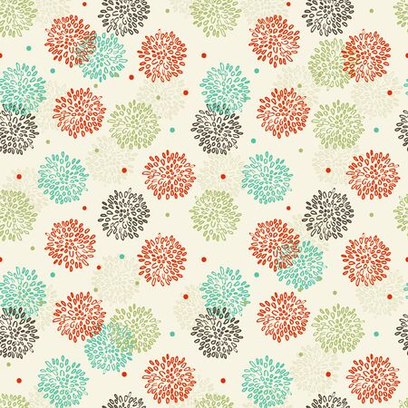 Abstract Floral Orange Green Blue And Brown Patternのイラスト素材