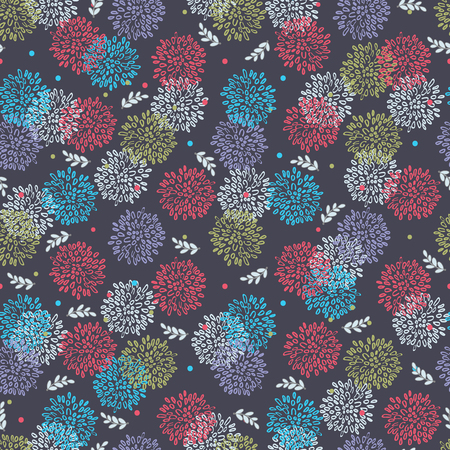 Abstract Floral Orange Green Blue And Brown Patternのイラスト素材