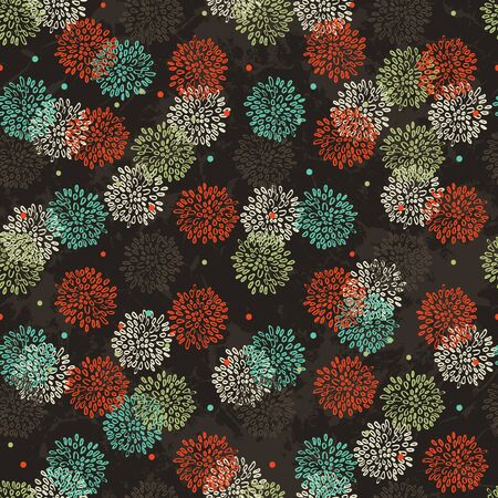 Abstract Floral Orange Green Blue And Brown Patternのイラスト素材