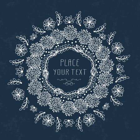 Abstract Cute Floral Design With Flowers, Leaves And Place For Textのイラスト素材