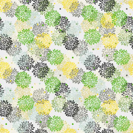 Abstract Floral Orange Green Blue And Brown Patternのイラスト素材