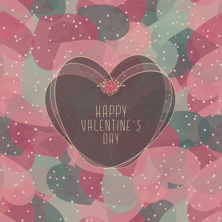 Valentine's Card With Seamless  Pattern With Hearts And Snowのイラスト素材