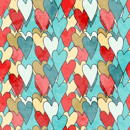 Grunge Dirty Valentine's Seamless Pattern With Heartsのイラスト素材