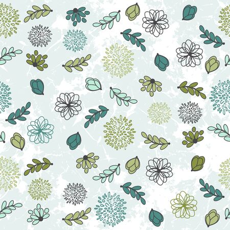 Seamless Floral Ornament Contoured Pattern With Flowers And Leavesのイラスト素材