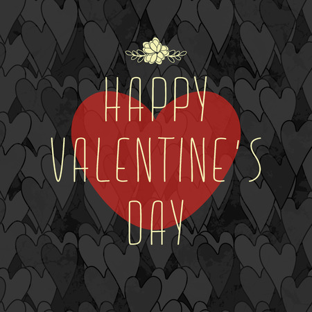 Grunge Dirty Valentine's Card With Seamless Pattern With Heartsのイラスト素材