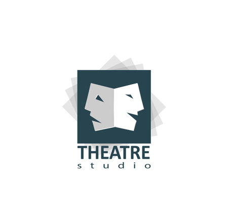 Set of theater studio logo design with comedy and dramatic maskのイラスト素材
