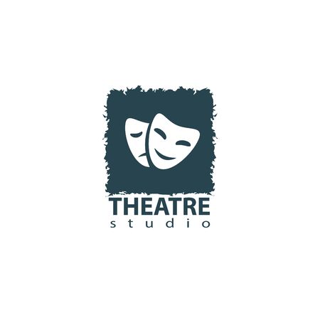 Set of theater studio logo design with comedy and dramatic maskのイラスト素材
