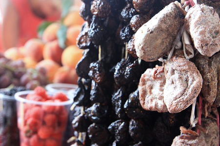 Dried persimmon on the marketの写真素材