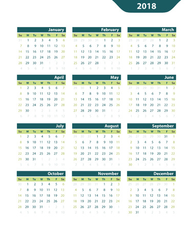Classic vector calendar 2018 on a white backgroundのイラスト素材