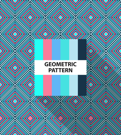 Abstract geometric striped pattern with colorful rhombus and color paletteのイラスト素材