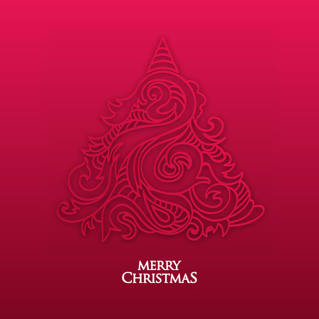 Abstract vector hand drawn christmas tree with shadowのイラスト素材