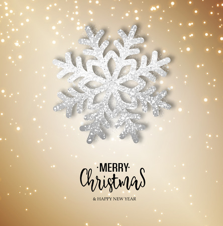 Abstract vector golden shiny background with silver snowflakeのイラスト素材