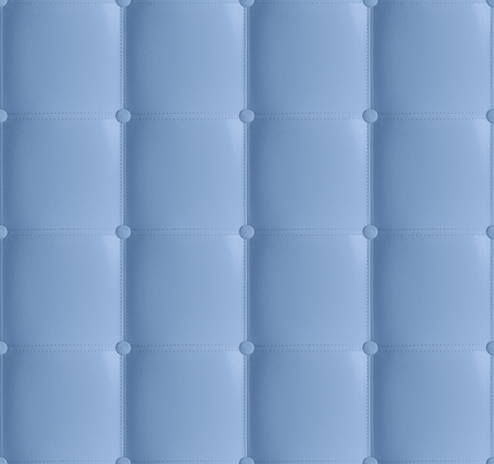 Blue Leather Quilted Headboard Seamless Pattern, Luxury soft leather background. White headboard, bed. Background texture of upholstered leather furniture, square line and buttons.の写真素材