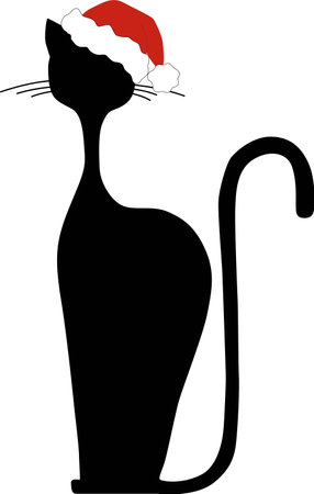 Christmas shadow of black catのイラスト素材