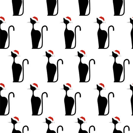 Black cat shadow christmas patternのイラスト素材