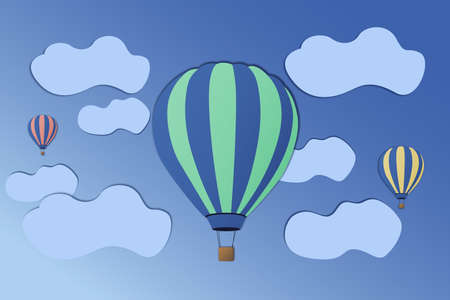 Hot air balloons on the blue skyの写真素材