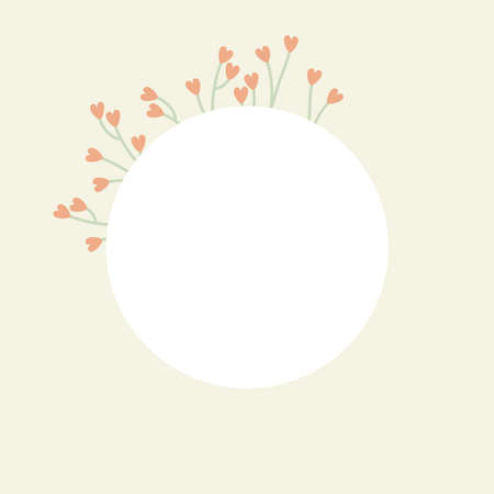 greeting card with floral frame with little cute heart shaped flowers flat vector illustrationのイラスト素材