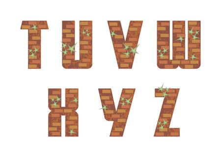 the capital letters of the Latin alphabet stylized in the form of a bricklayingのイラスト素材