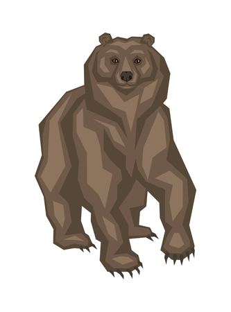 Brown grizzly bear. Vector image of a predatory animal. Isolated on a white background.のイラスト素材