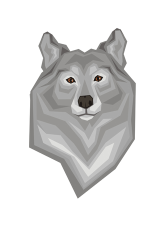 Head of a grey wolf. Vector image of a predatory animal. Isolated on a white background.のイラスト素材